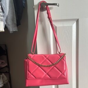 Target Pink Quilted Shoulder Bag with Chain Detail